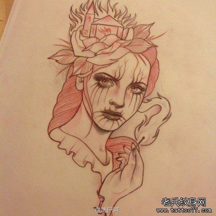 漂亮的欧美美女纹身手稿