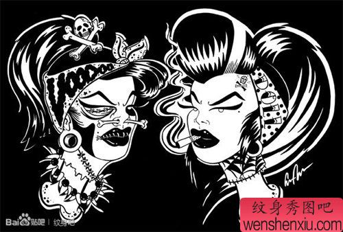 流行经典的欧美美女纹身手稿