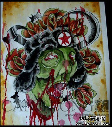一幅另类很酷的僵尸纹身手稿