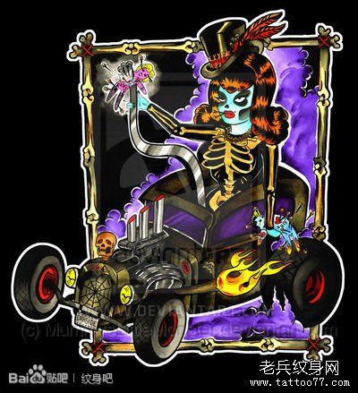 流行很酷的school美女纹身手稿