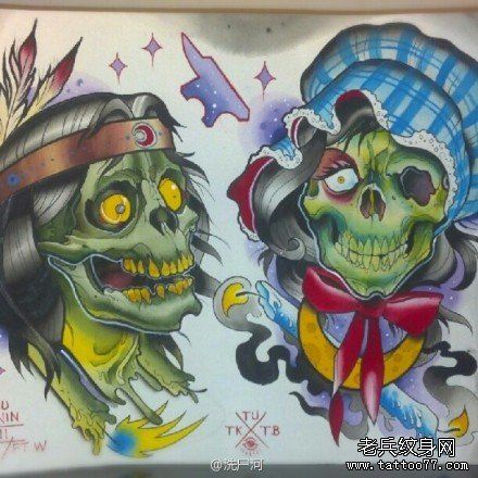 很帅超酷的骷髅纹身手稿