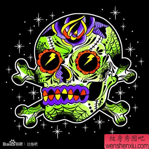 流行流行的一幅欧美骷髅纹身手稿
