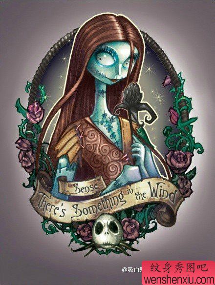 流行流行的卡通僵尸新娘纹身图案