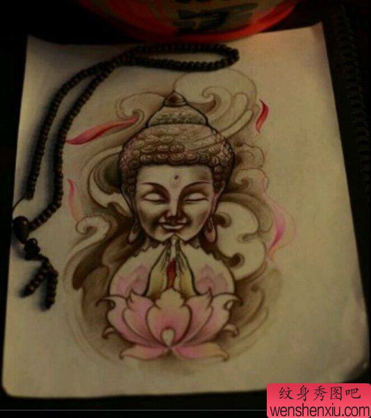 流行流行的一幅佛纹身手稿