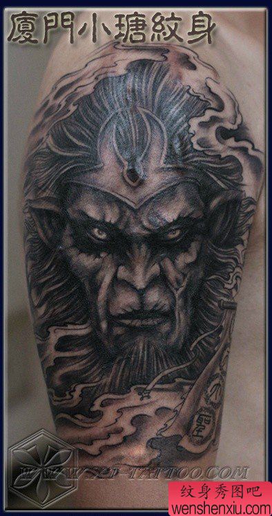 手臂很酷经典的孙悟空纹身图案