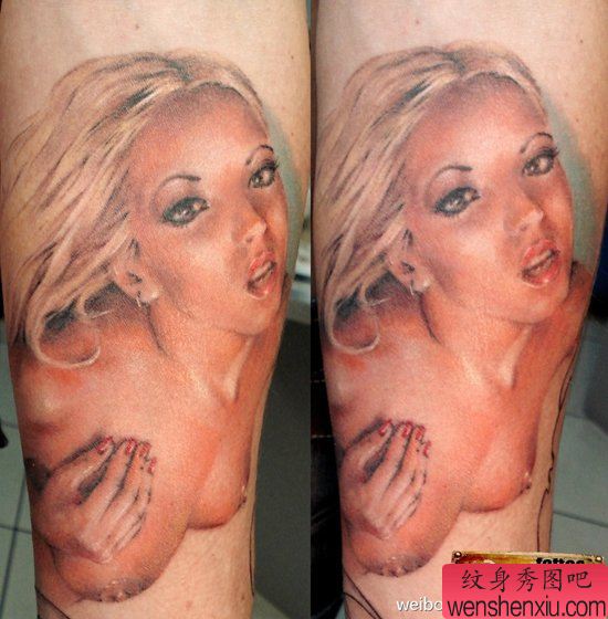 一幅漂亮性感的欧美美女纹身图案
