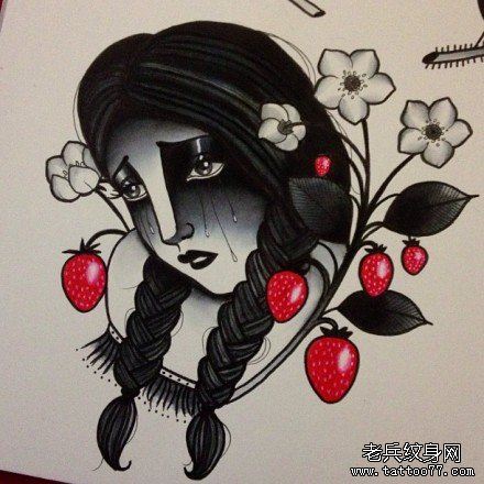 流行流行的school美女纹身手稿