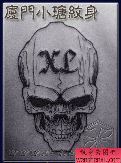 流行简洁的图腾骷髅纹身图案