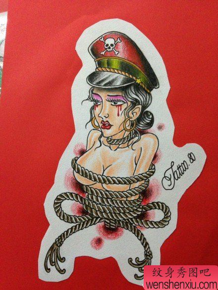 漂亮流行的一幅美女纹身手稿