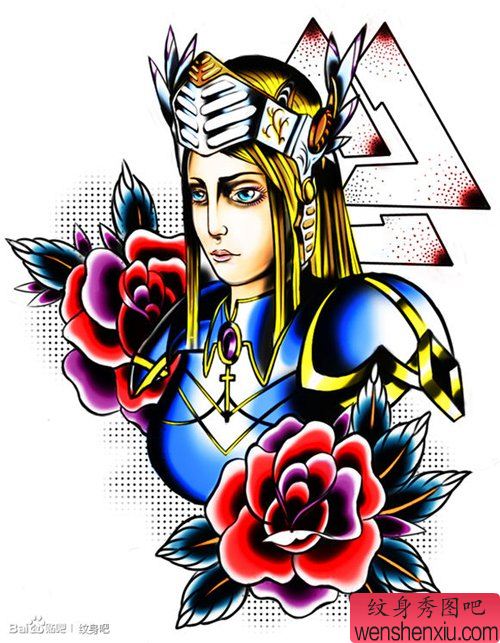 漂亮流行的一幅school美女纹身手稿