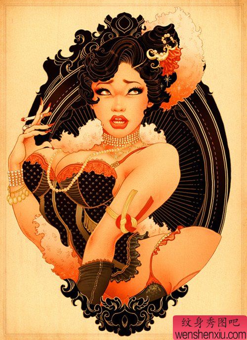 漂亮性感的一幅美女纹身手稿