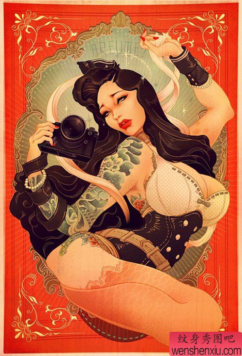 流行流行的一幅美女纹身手稿