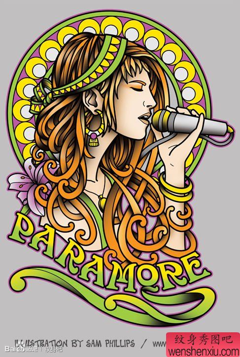 漂亮的一幅欧美美女纹身手稿