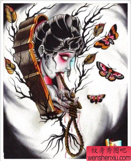 流行流行的一幅吸血鬼纹身手稿