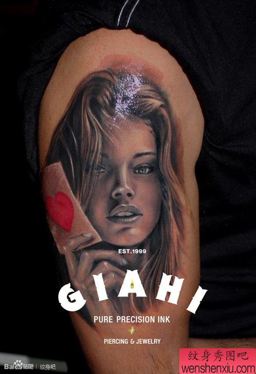 手臂流行漂亮的欧美美女纹身图案
