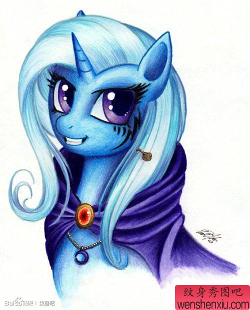 可爱流行的一幅独角兽纹身手稿