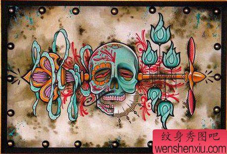 精美流行的一幅钥匙纹身手稿