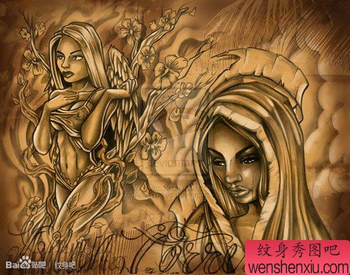 流行漂亮啊一组欧美美女纹身手稿