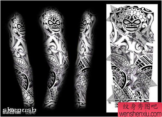 超帅很酷的花臂图腾纹身手稿
