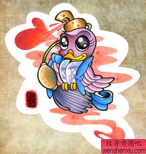 一幅流行流行的香水瓶纹身手稿