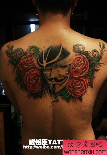 后背很酷的V字仇杀队纹身图案