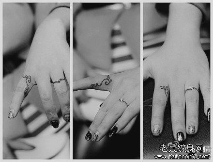 女生手指流行流行的小藤蔓纹身图案