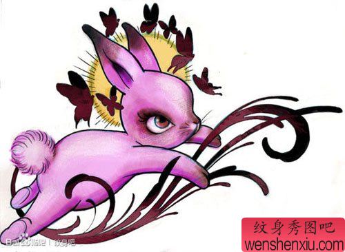 流行可爱的小兔子纹身手稿