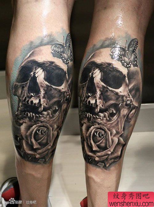 超帅写实的欧美骷髅纹身图案