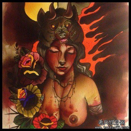 漂亮另类的欧美美女纹身手稿