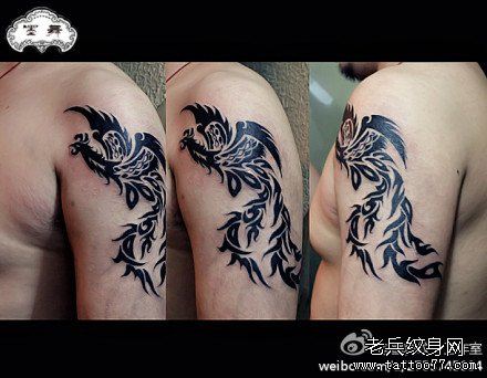 手臂流行经典的一幅图腾凤凰纹身图案