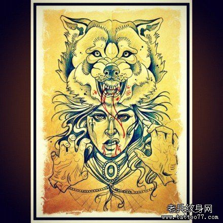 流行漂亮的部落美女纹身手稿