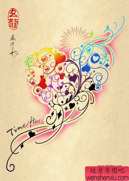 一幅唯美流行的图腾藤蔓纹身图案