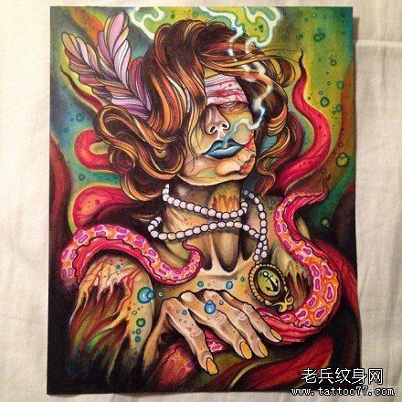 流行很酷的欧美美女纹身手稿