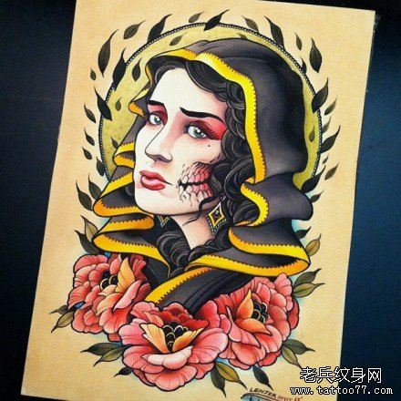 时尚漂亮的欧美美女纹身手稿