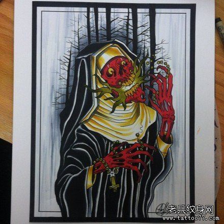 很帅流行的骷髅纹身手稿