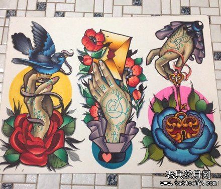 流行很帅的一组手纹身手稿