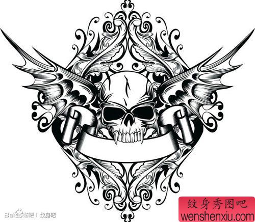超帅很酷的图腾骷髅纹身手稿