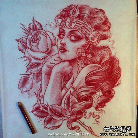 漂亮的school美女纹身手稿