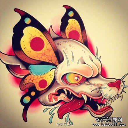 流行很帅的一幅欧美狼头纹身手稿