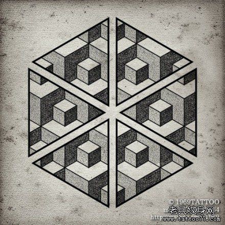 精美流行的点刺几何纹身手稿