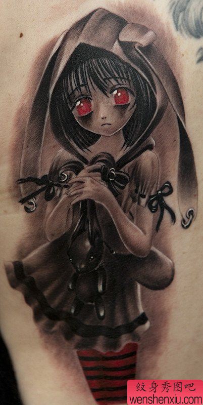 手臂漂亮的卡通美女纹身图案