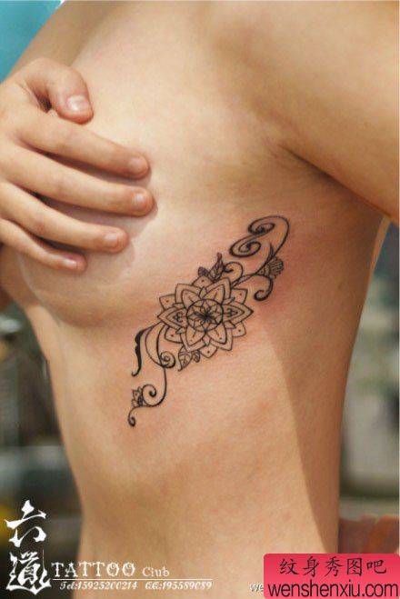 美女胸部好看唯美的图腾梵花纹身图案
