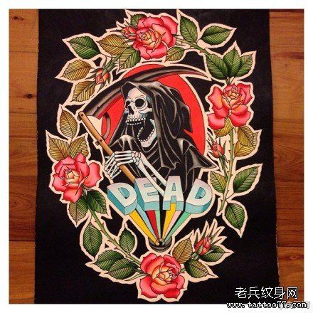 很帅流行的一幅欧美死神纹身手稿