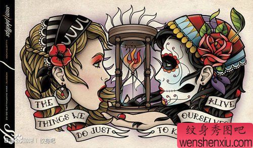 流行漂亮的亡灵装美女纹身手稿