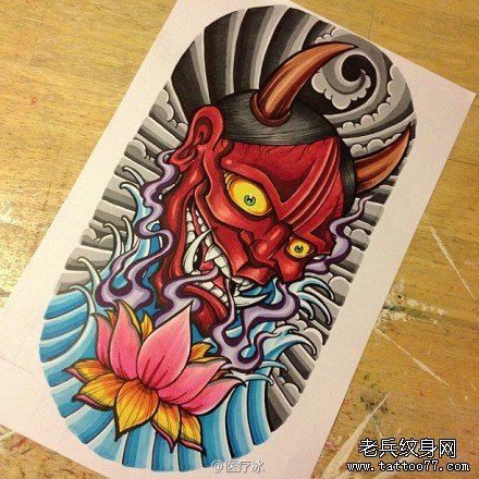 经典很帅的一幅般若纹身手稿