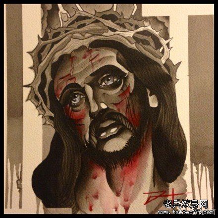 经典时尚的一幅耶稣纹身手稿