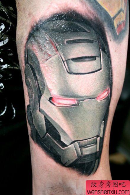 流行很帅的一幅钢铁侠纹身图案