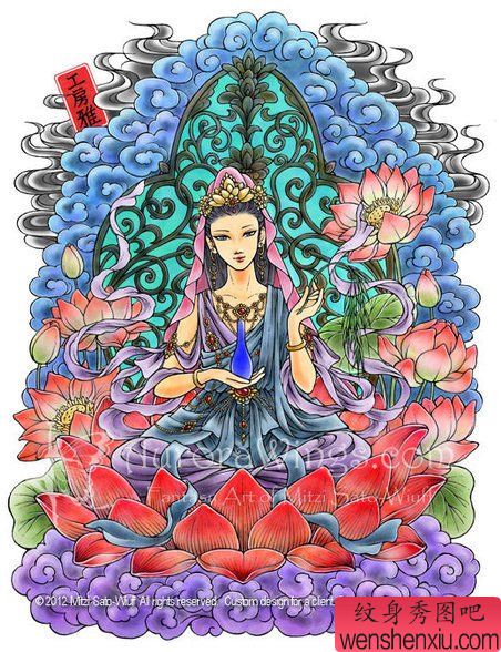 流行漂亮的一幅观音纹身手稿