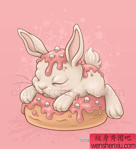 流行可爱的小兔子纹身手稿