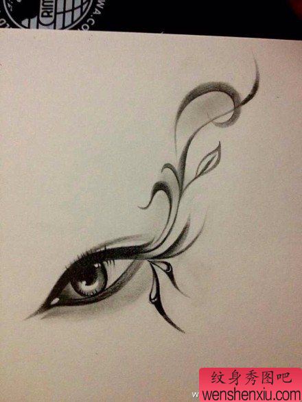 流行精美的一幅眼睛纹身手稿